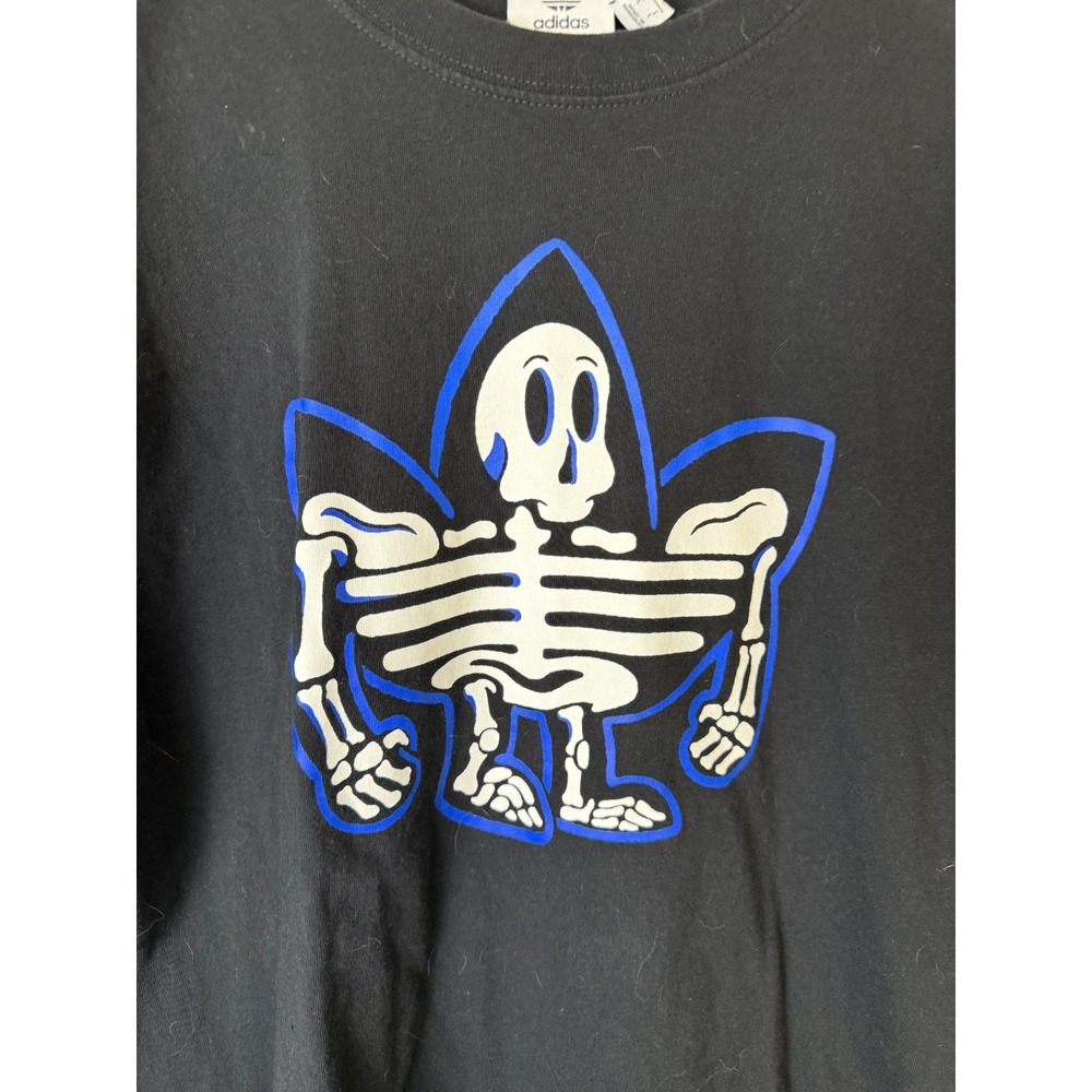 Adidas Originals Black Skeleton Trefoil T Shirt Graphic Mens L Black - Picture 2 of 7
